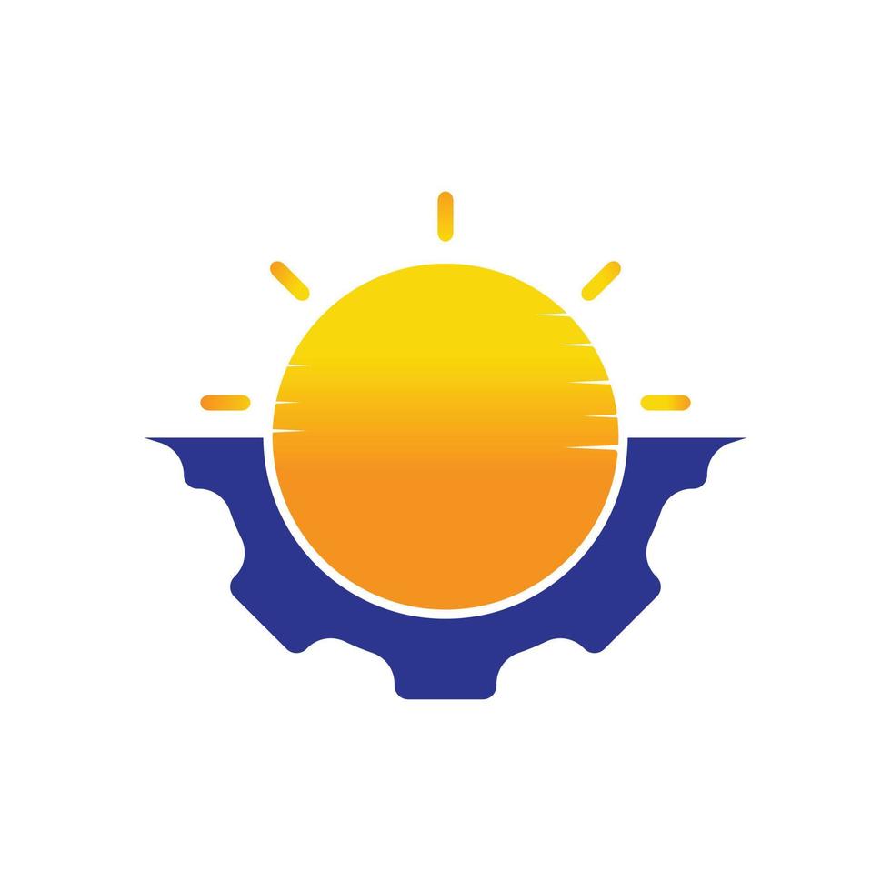 création de logo vectoriel d'engrenage solaire. concept de logo de technologie de panneau solaire.