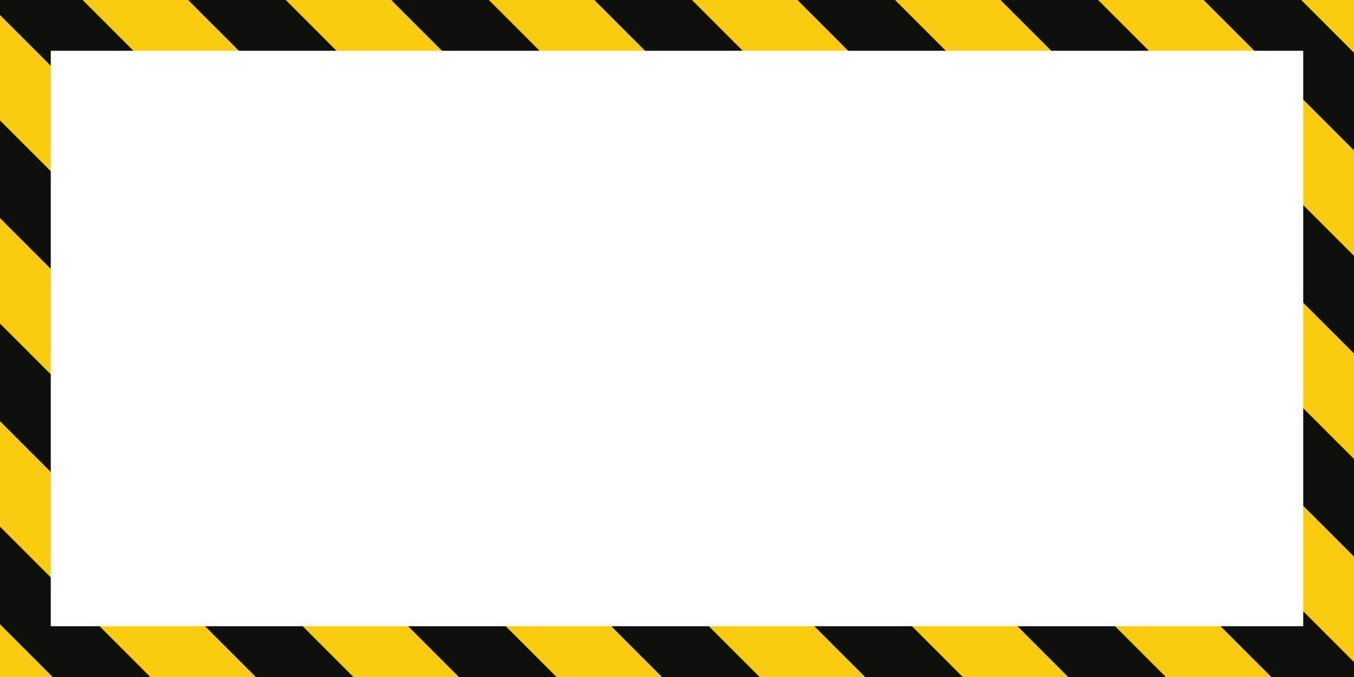 cadre d'avertissement avec rayures diagonales jaunes et noires. cadre d'avertissement rectangle. bordure de ruban de mise en garde jaune et noir. illustration vectorielle sur fond blanc vecteur