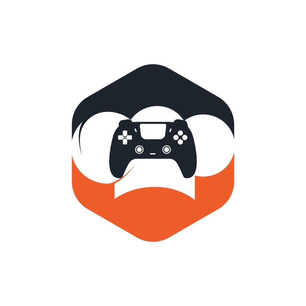modèle de conception de logo vectoriel gamer café. chapeau de chef avec création d'icône de logo de console de jeu.