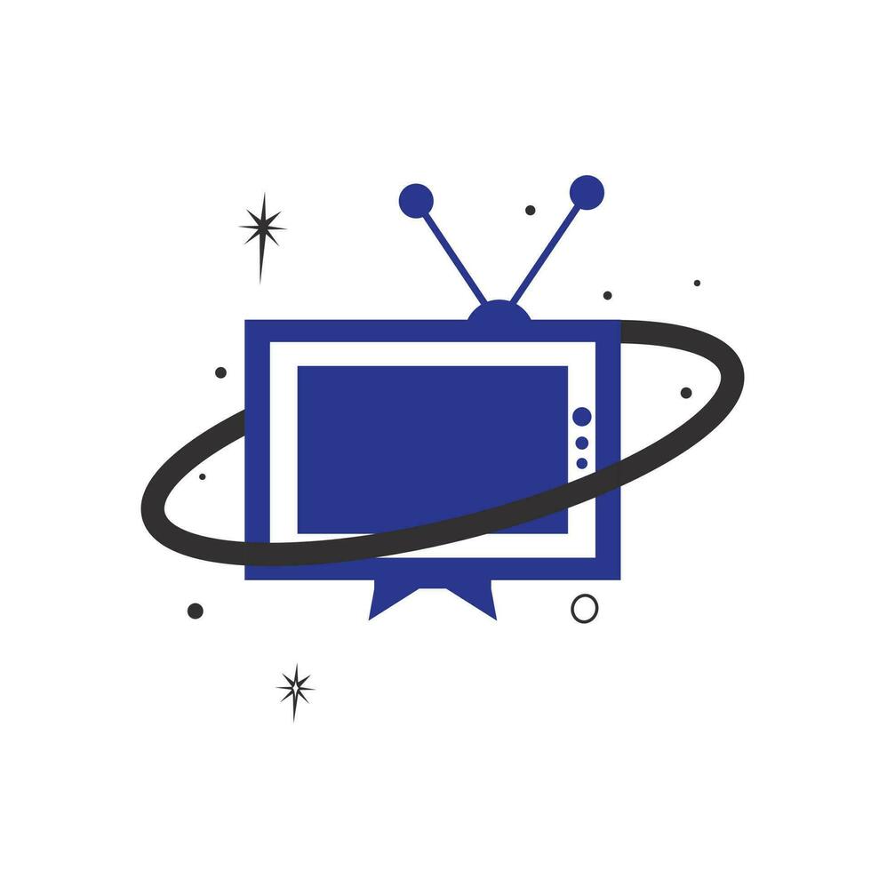 création de logo vectoriel planet tv. médias et divertissement, concept de logo de télévision.