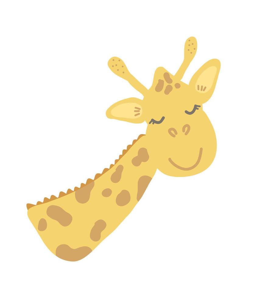 illustration de girafe de dessin animé. illustration enfantine dessinée à la main pour livre, affiche, carte postale, estampes, décor de chambre d'enfant, baby shower. vecteur