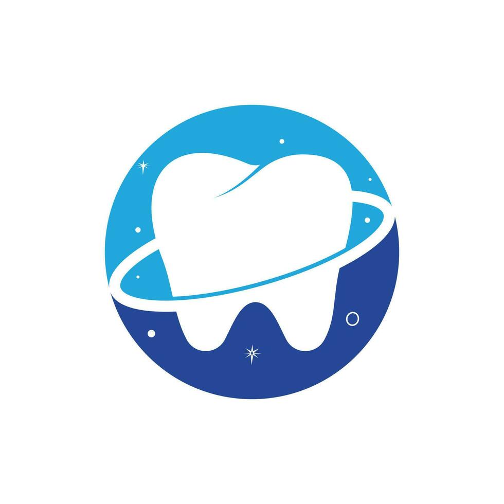 création de logo vectoriel planète dentaire. concept de logo vectoriel de clinique dentaire.