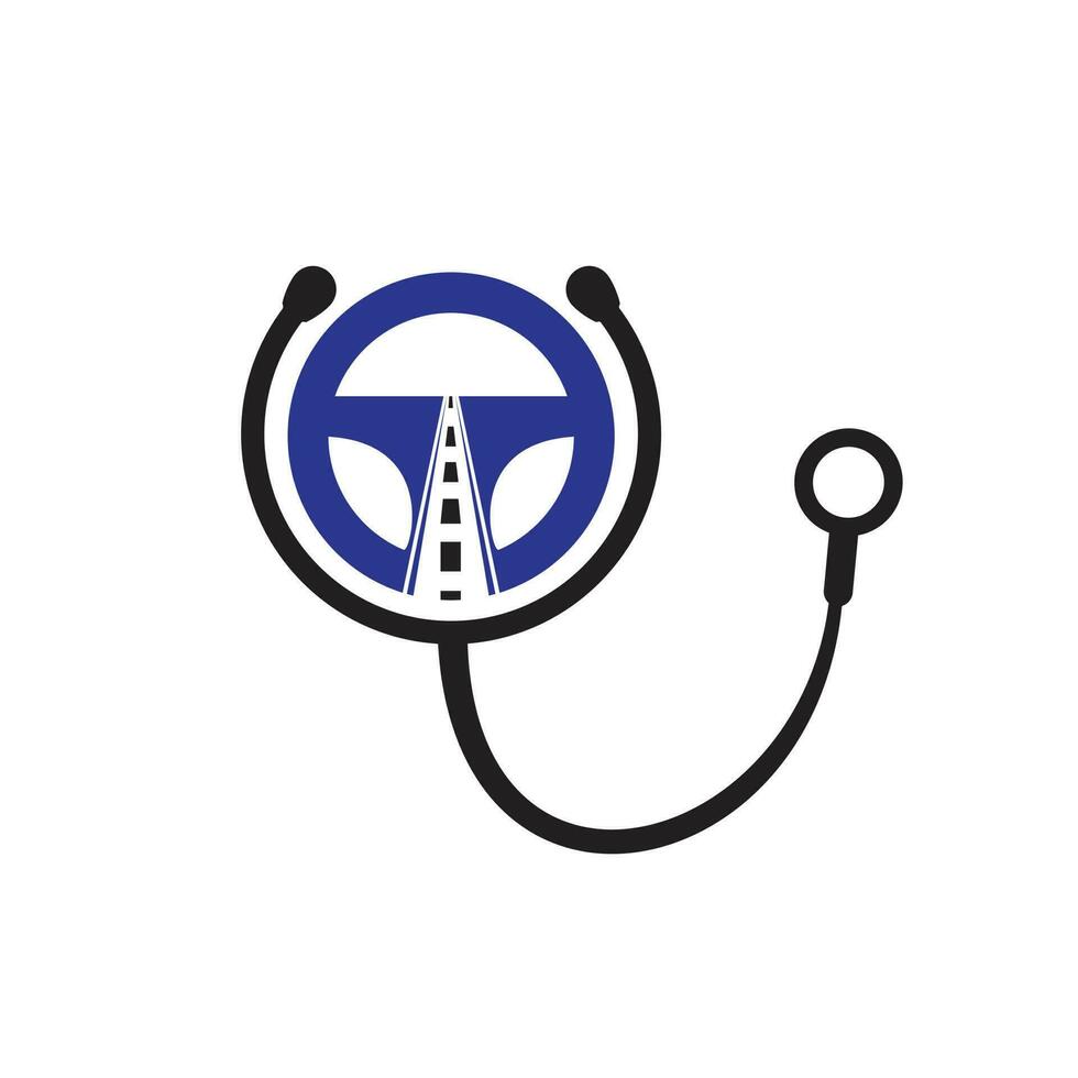 modèle de conception de logo vectoriel médical de conducteur. direction avec création de logo icône vecteur stéthoscope.