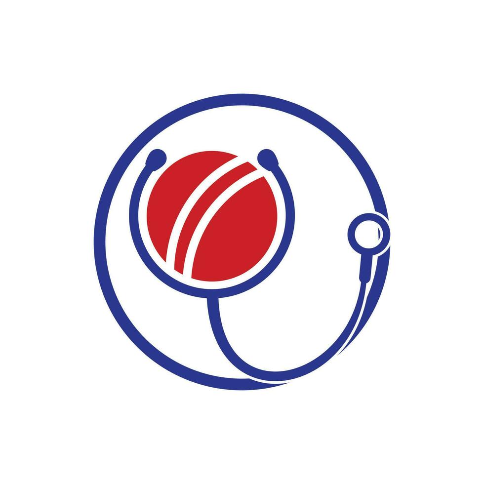 création de logo vectoriel de stéthoscope de cricket. concept de logo de santé et de soins sportifs.