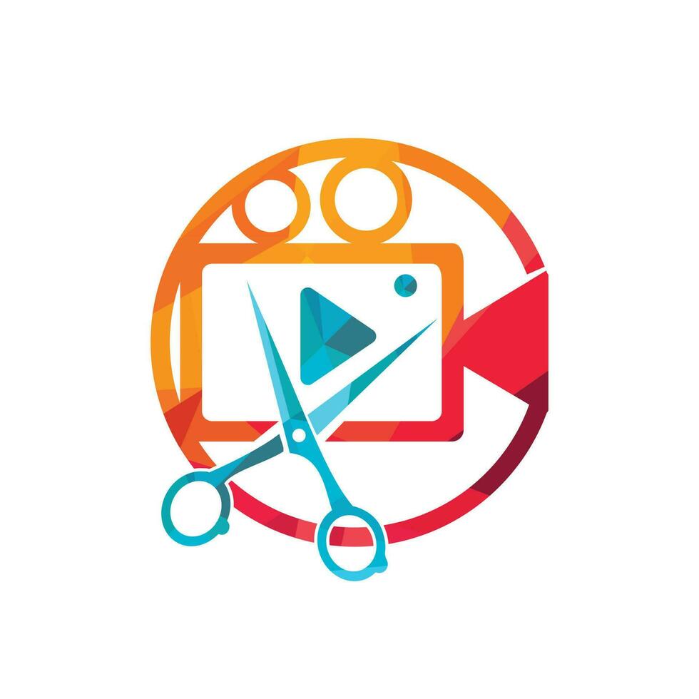 création de logo vectoriel d'éditeur de film de film. concept de logo de montage vidéo.