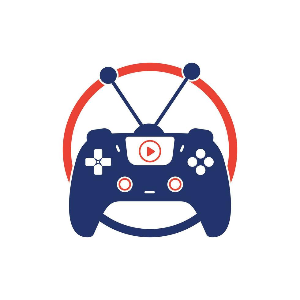 création de logo vectoriel tv de jeu. conception de vecteur d'icône de télévision et de manette de jeu.
