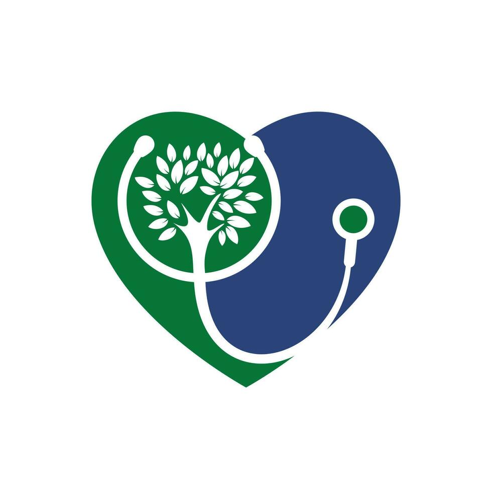 création de logo vectoriel de stéthoscope de santé. stéthoscope avec dessin vectoriel d'icône d'arbre.