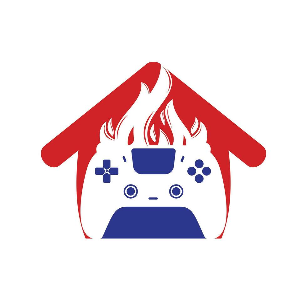 création de logo vectoriel de joueur furieux. contrôleur de clavier et conception d'icône de vecteur de flamme de feu.