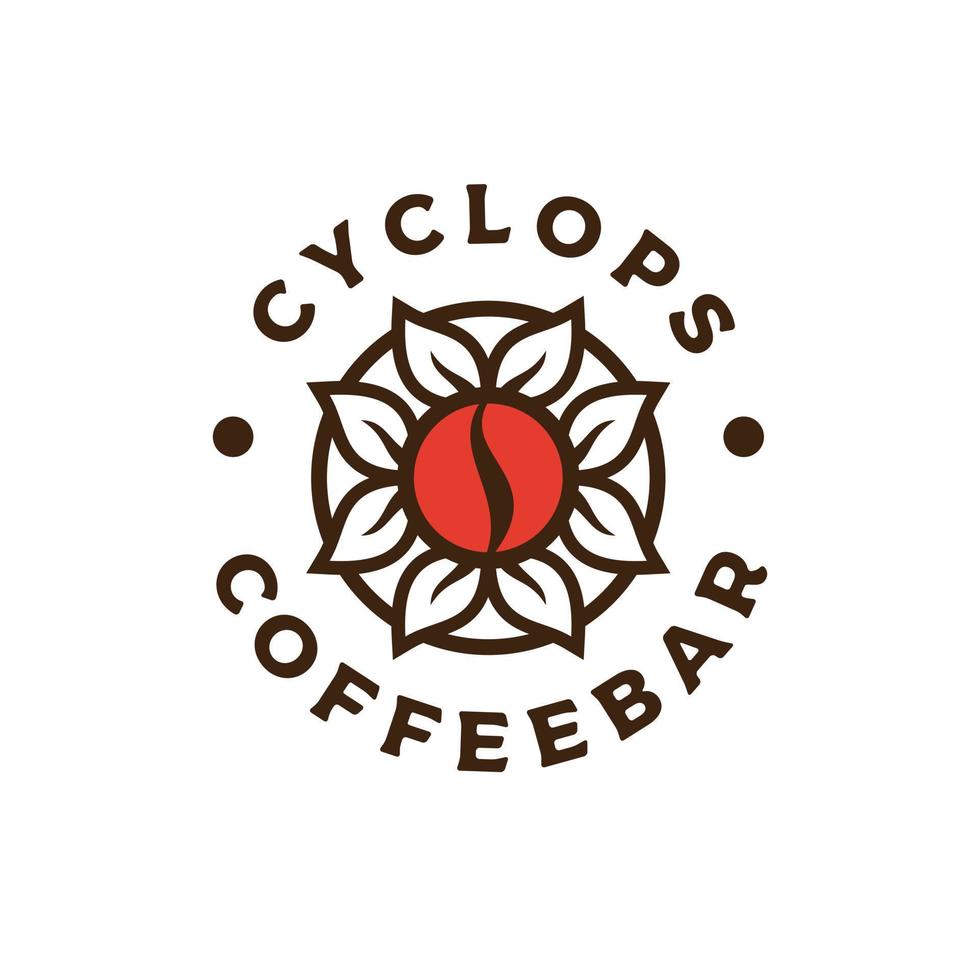 logo de bar à café avec haricot et feuilles vecteur de logo premium