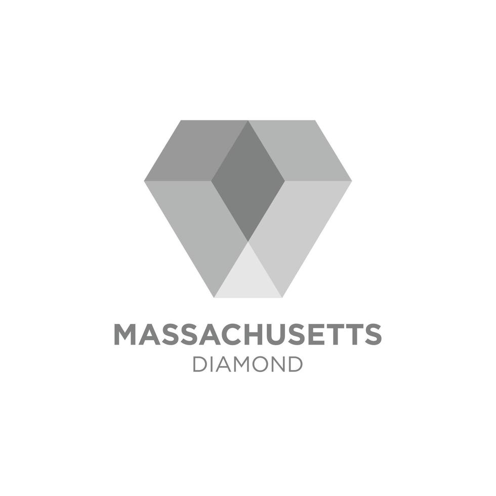 concept de logo de luxe du diamant du massachusetts vecteur