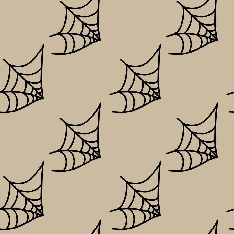 vecteur halloween modèle sans couture toile d'araignée clipart isolé. illustration drôle et mignonne pour le design saisonnier, le textile, la décoration de la salle de jeux pour enfants ou la carte de voeux. impressions dessinées à la main et griffonnage.