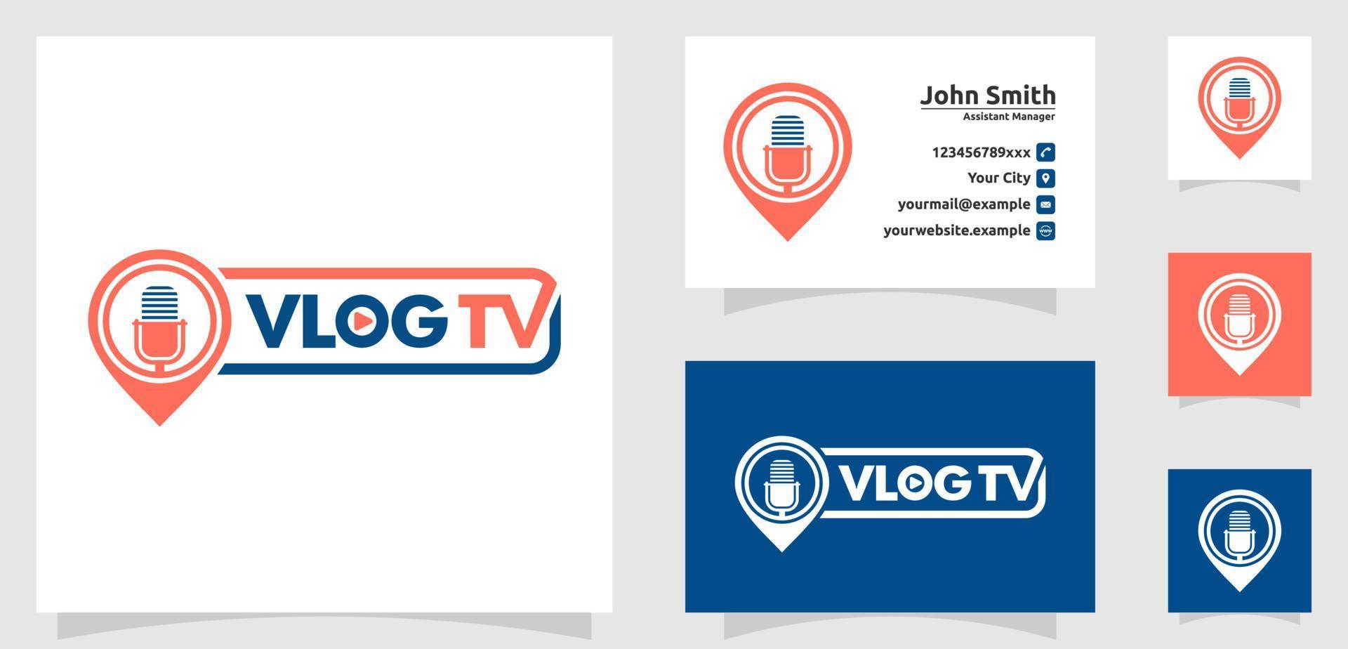 logo vlog, logo podcast, logo vidéo tv vecteur