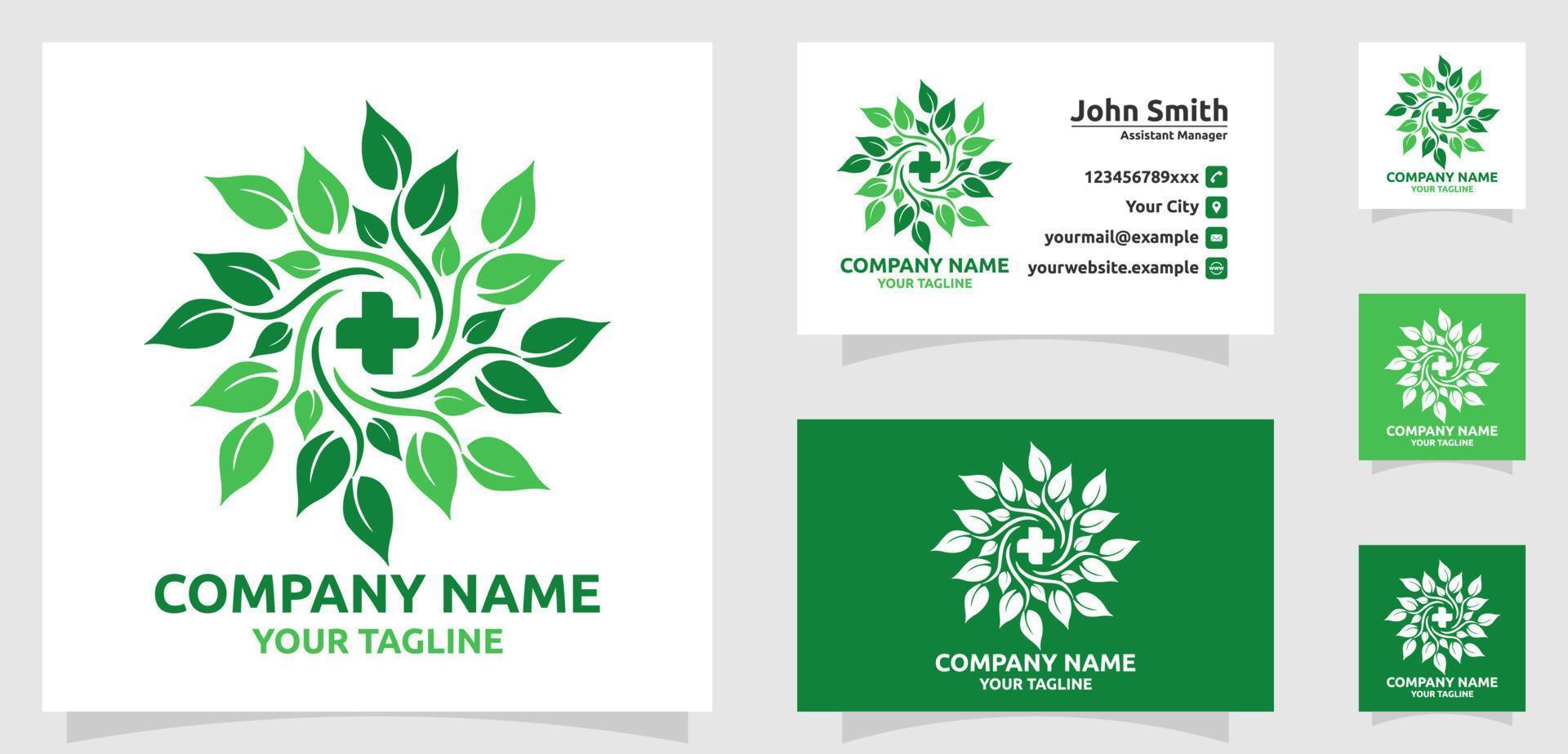 logo à base de plantes logo de pharmacie naturelle feuille verte vecteur