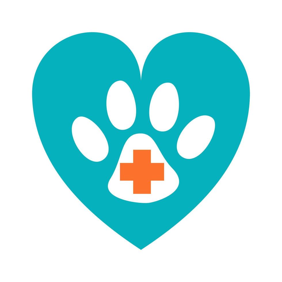 logotype de clinique vétérinaire avec patte en vecteur de coeur