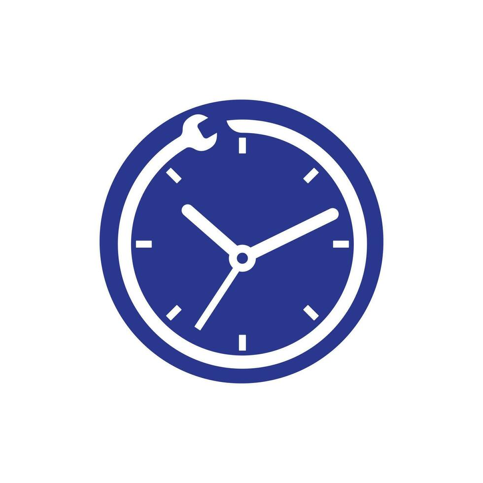 création de logo vectoriel de temps de service. modèle de conception de logo de temps de réparation.