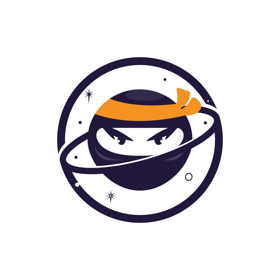 modèle de conception de logo vectoriel planète ninja. personnage ninja avec design icône globe.