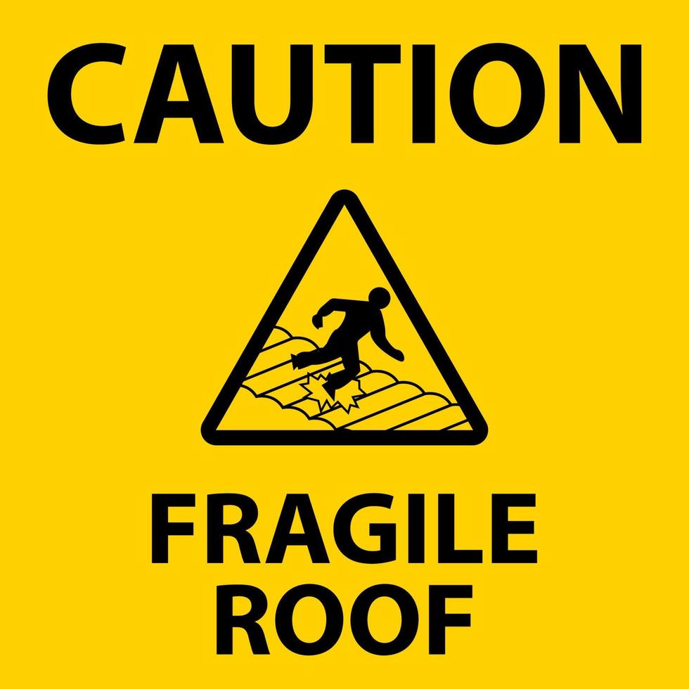 attention toit fragile signe sur fond blanc vecteur