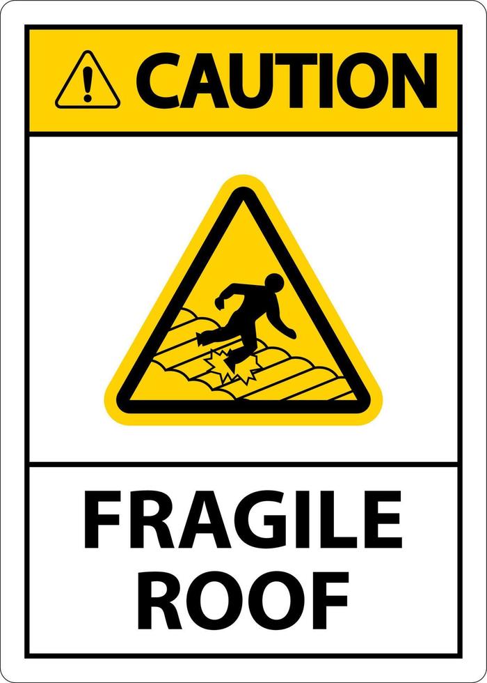 attention toit fragile signe sur fond blanc vecteur