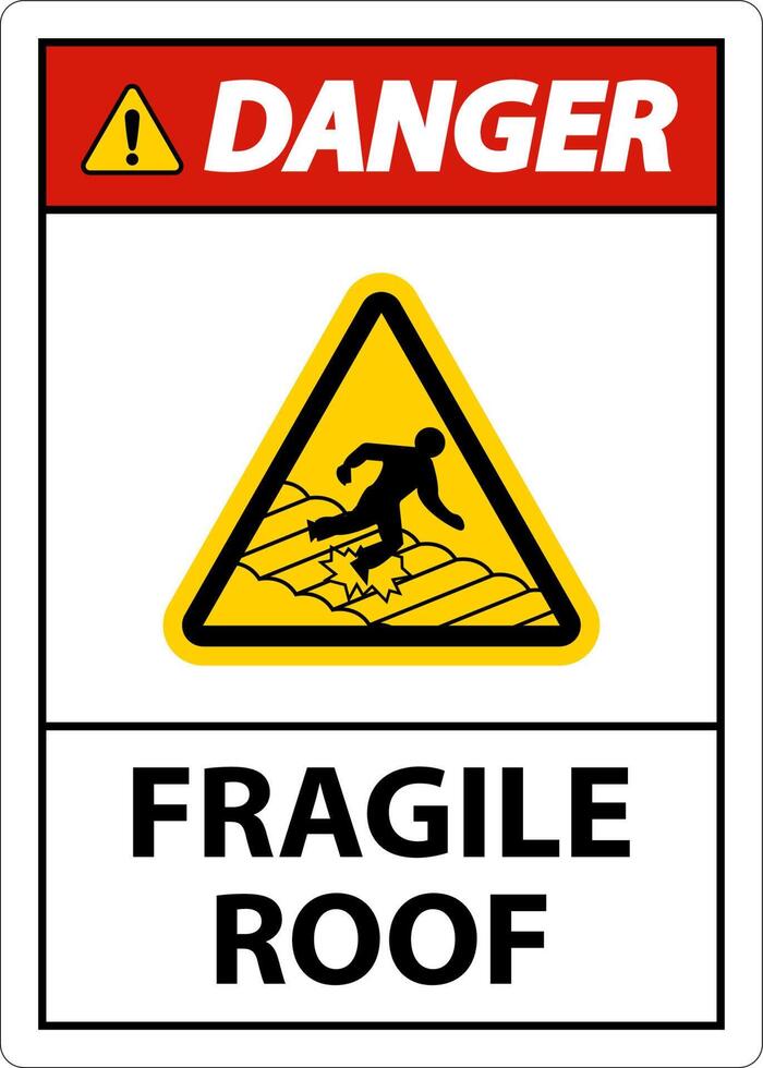 signe de toit fragile danger sur fond blanc vecteur