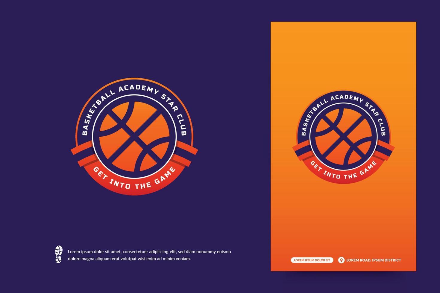 logo du club de basket-ball, modèle d'emblèmes de tournoi de basket-ball. identité de l'équipe sportive, illustrations vectorielles de conception de badge e-sport vecteur