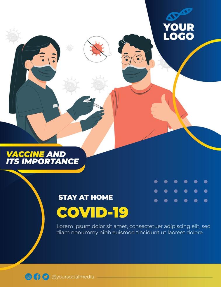 le temps de vacciner. faites-vous vacciner. protégez votre auto-prévention covid19. illustration vectorielle de conception plate. vecteur