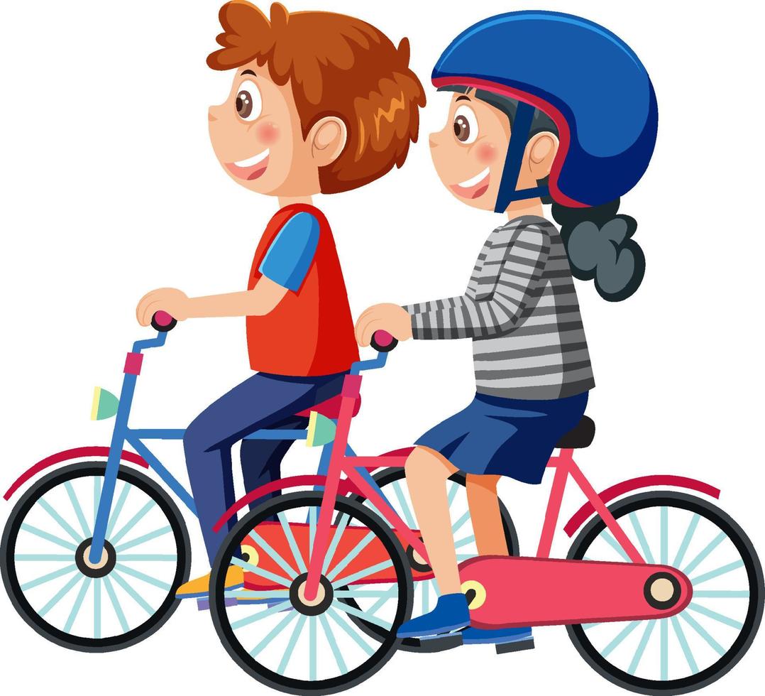 couple, gosses, bicyclette vecteur