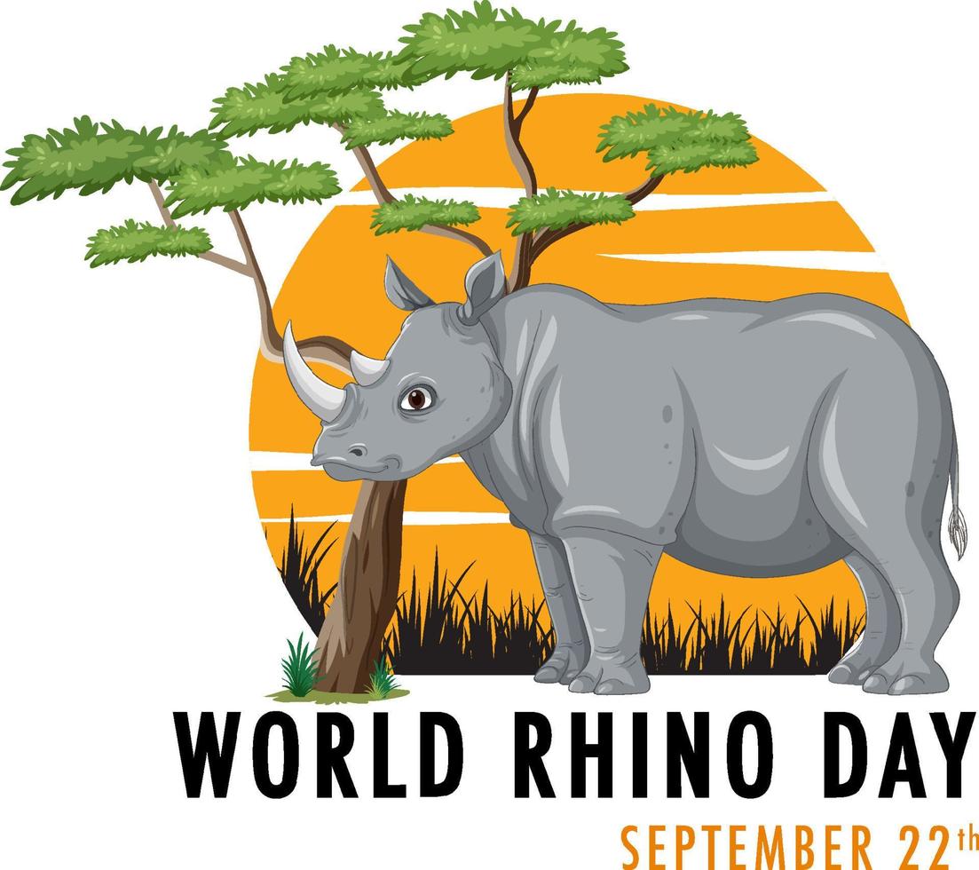 journée mondiale des rhinocéros 22 septembre vecteur