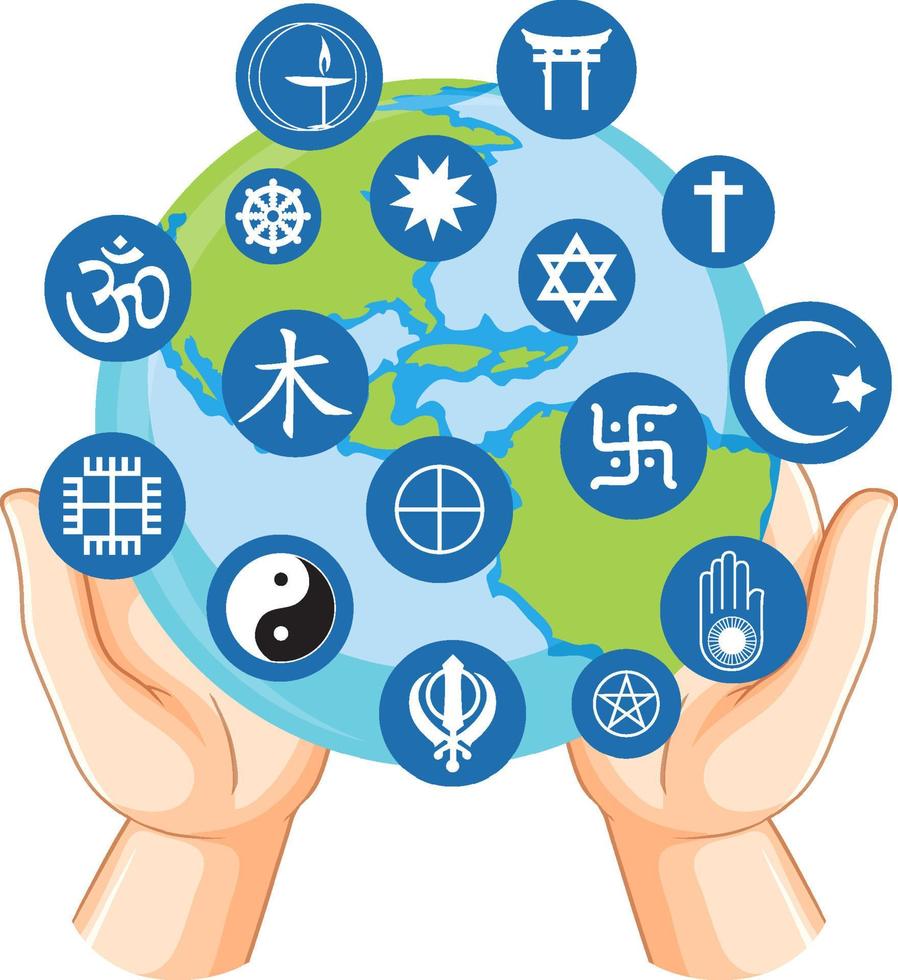 concept de symboles de religion mondiale vecteur