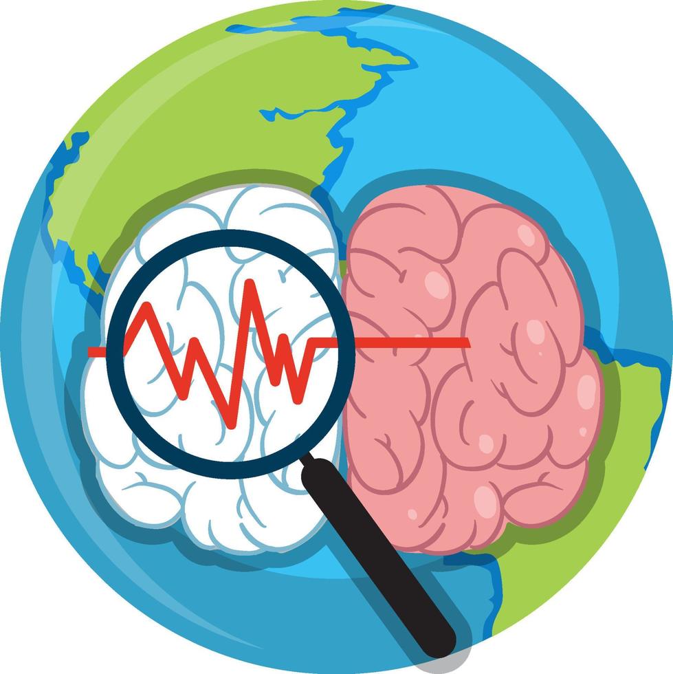 cerveau humain sur le symbole de la planète terre vecteur