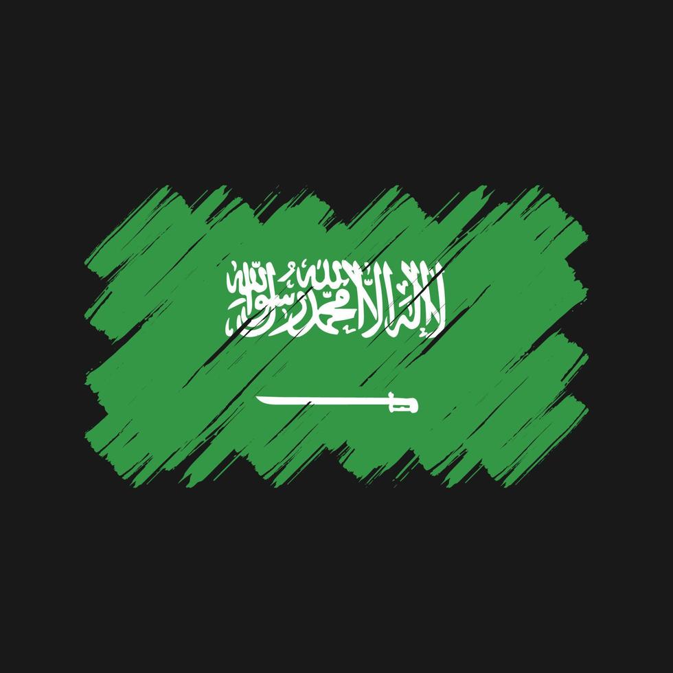 coups de pinceau du drapeau saoudien. drapeau national vecteur
