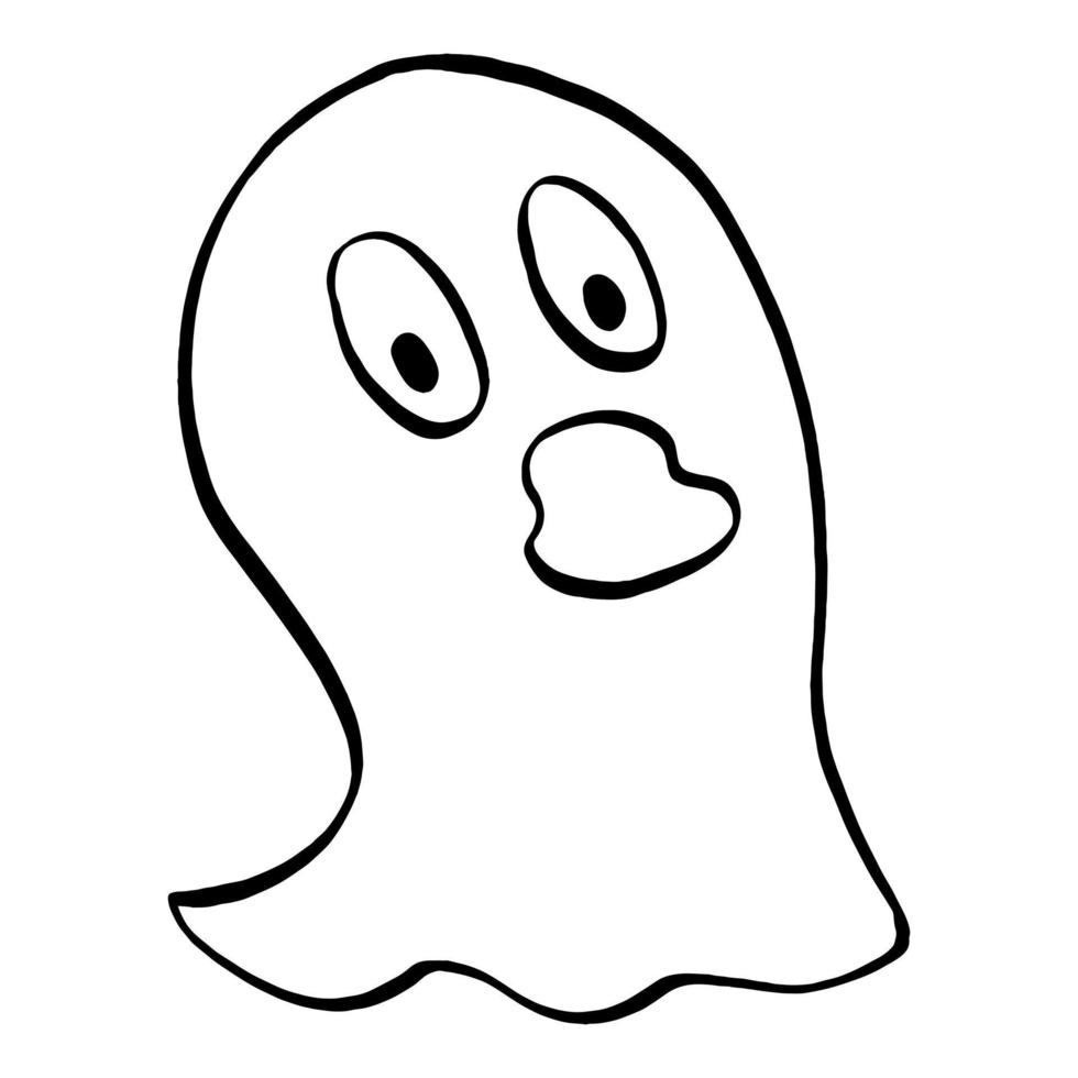 illustration vectorielle de ligne de dessin animé halloween petit fantôme sur fond blanc. vecteur