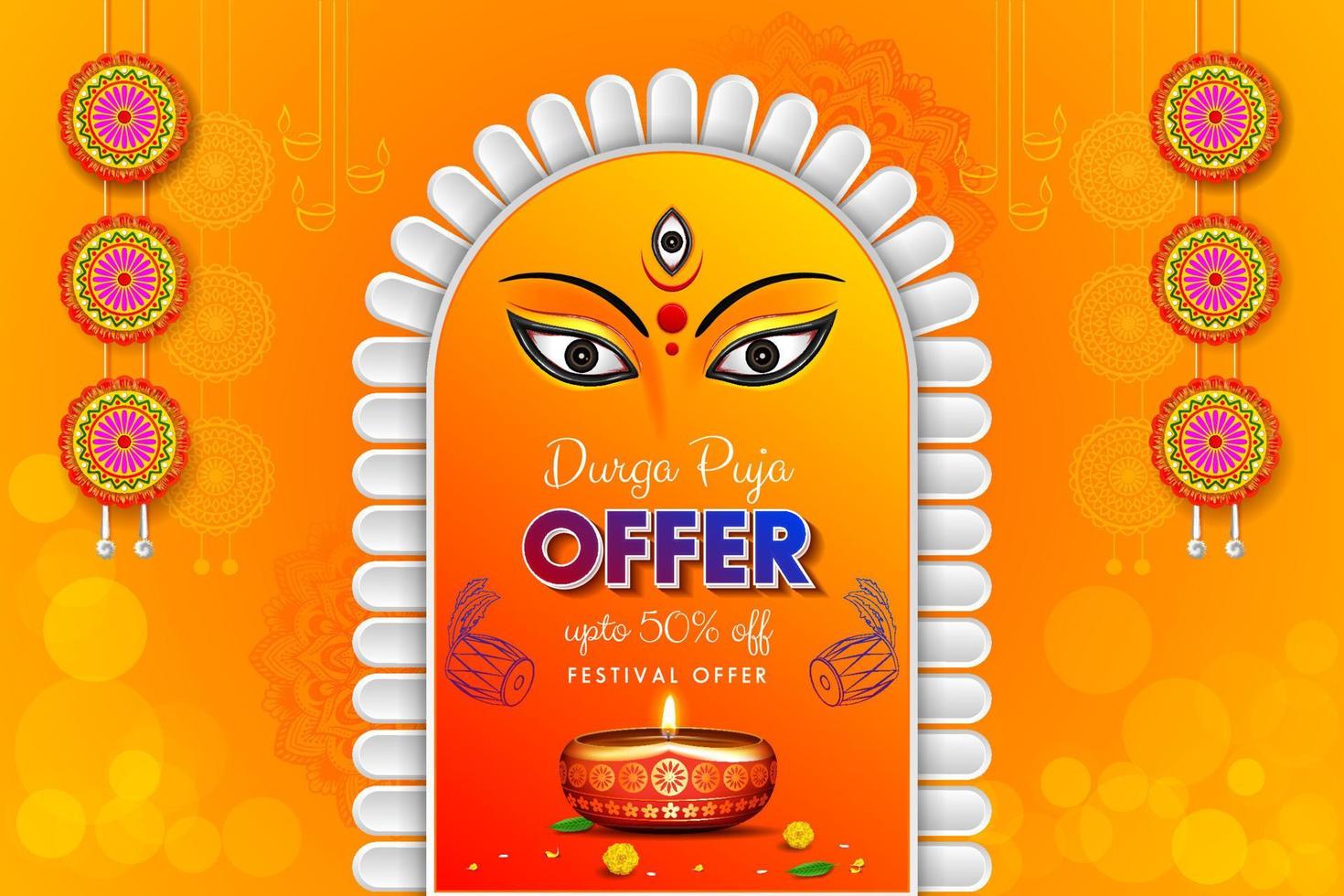 durga puja offre vente bannière conception de fond créatif durga puja vente bannière vecteur