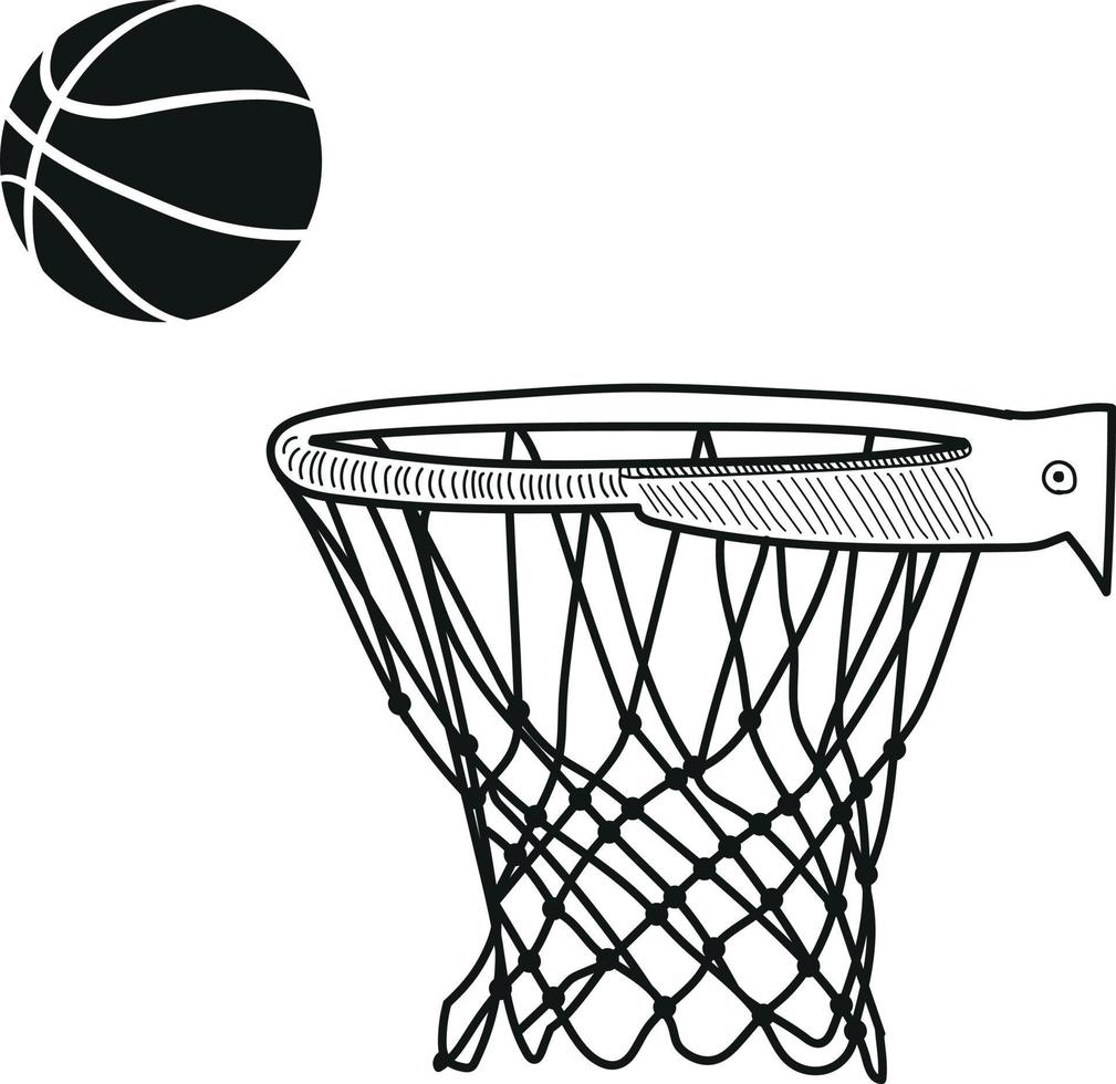 filet de basket, panier de basket, illustration de but de basket sur fond blanc vecteur