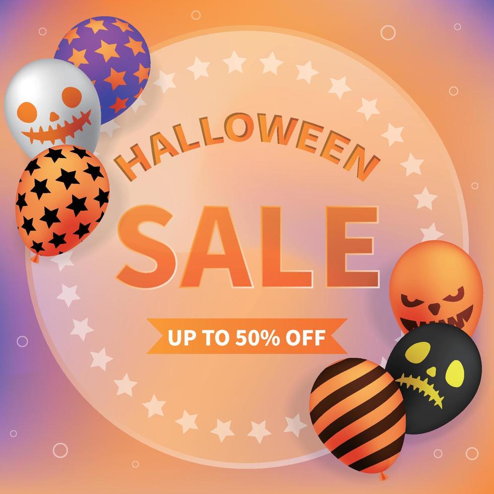 bannière de vente d'halloween avec des ballons d'halloween vecteur