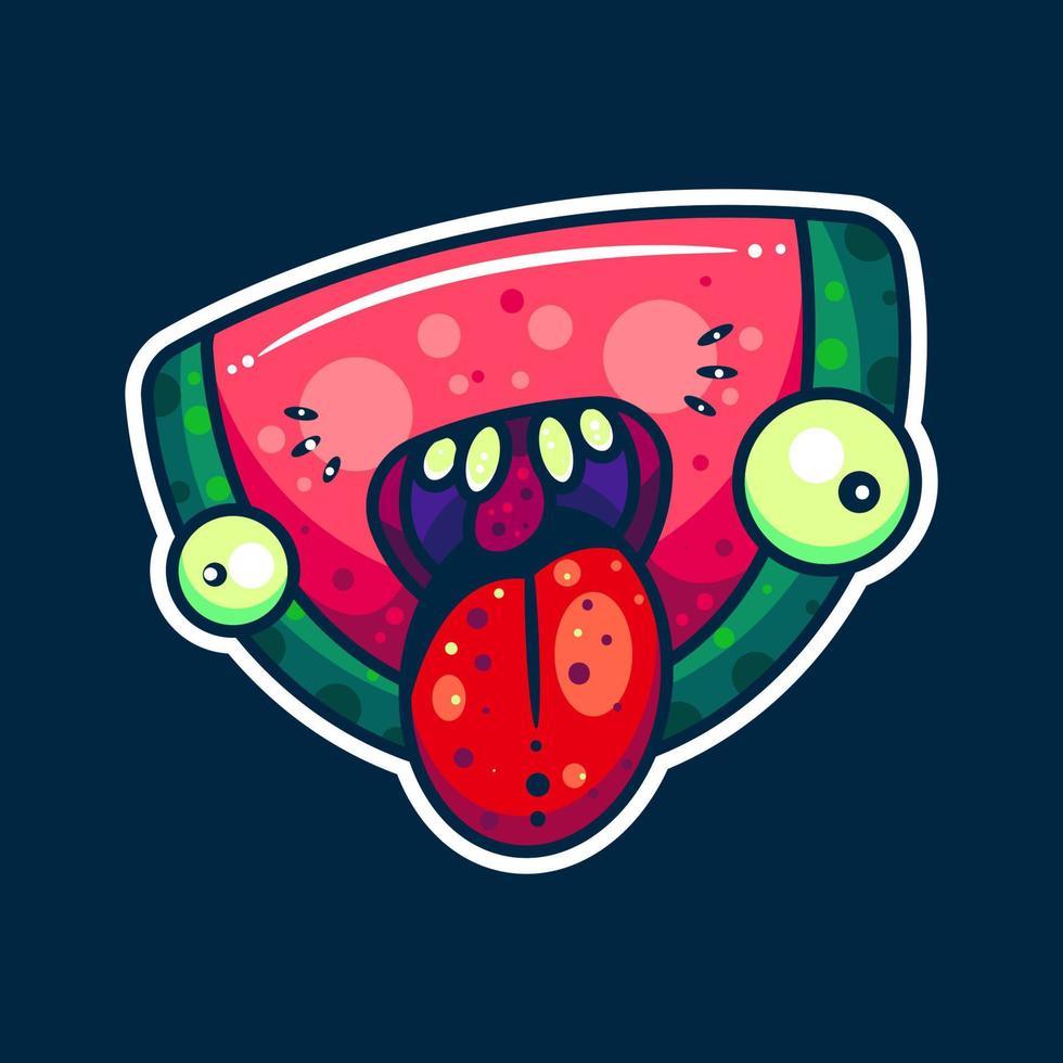 melon d'eau monstre pour personnage, icône, autocollant et illustration vecteur