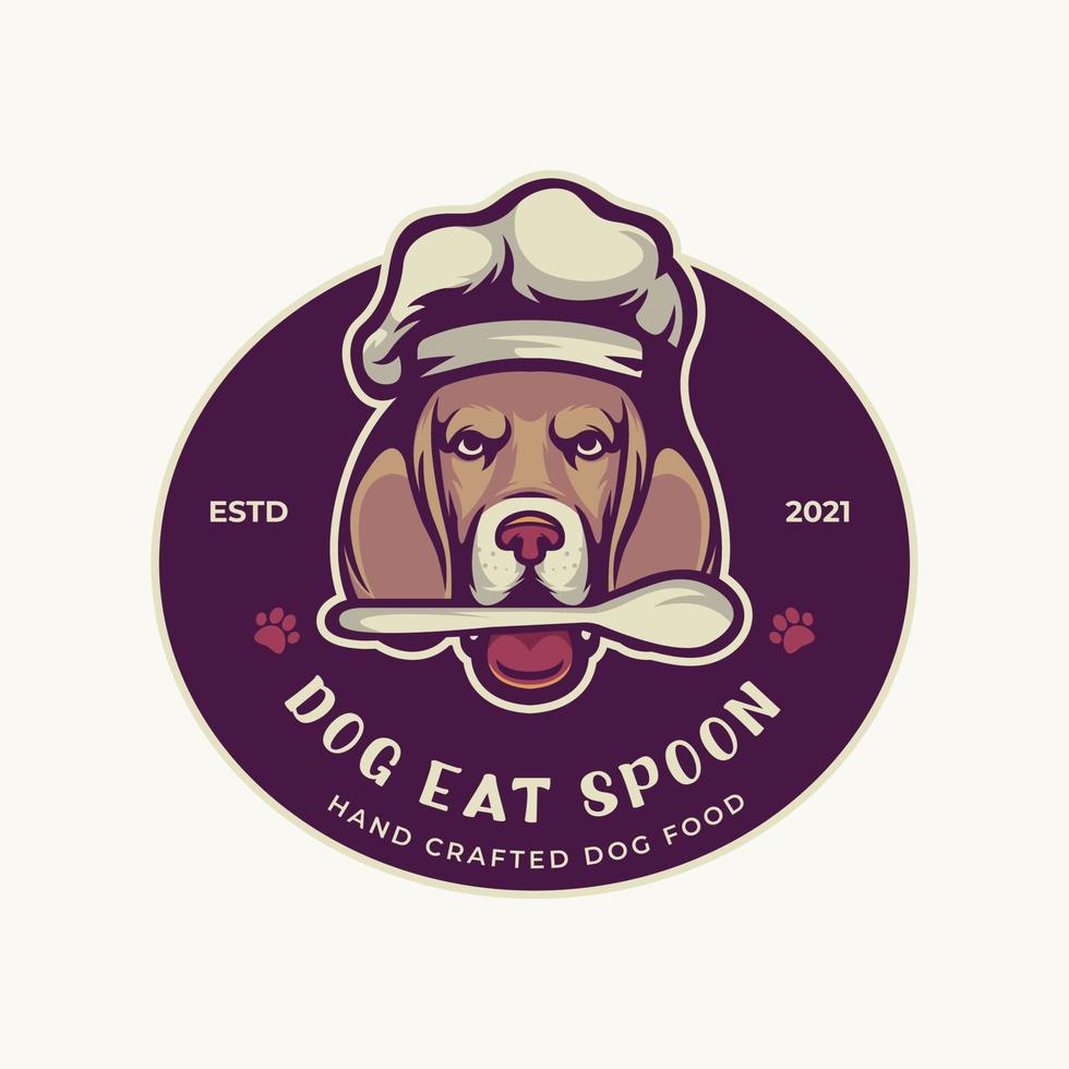 chien manger logo cuillère vecteur