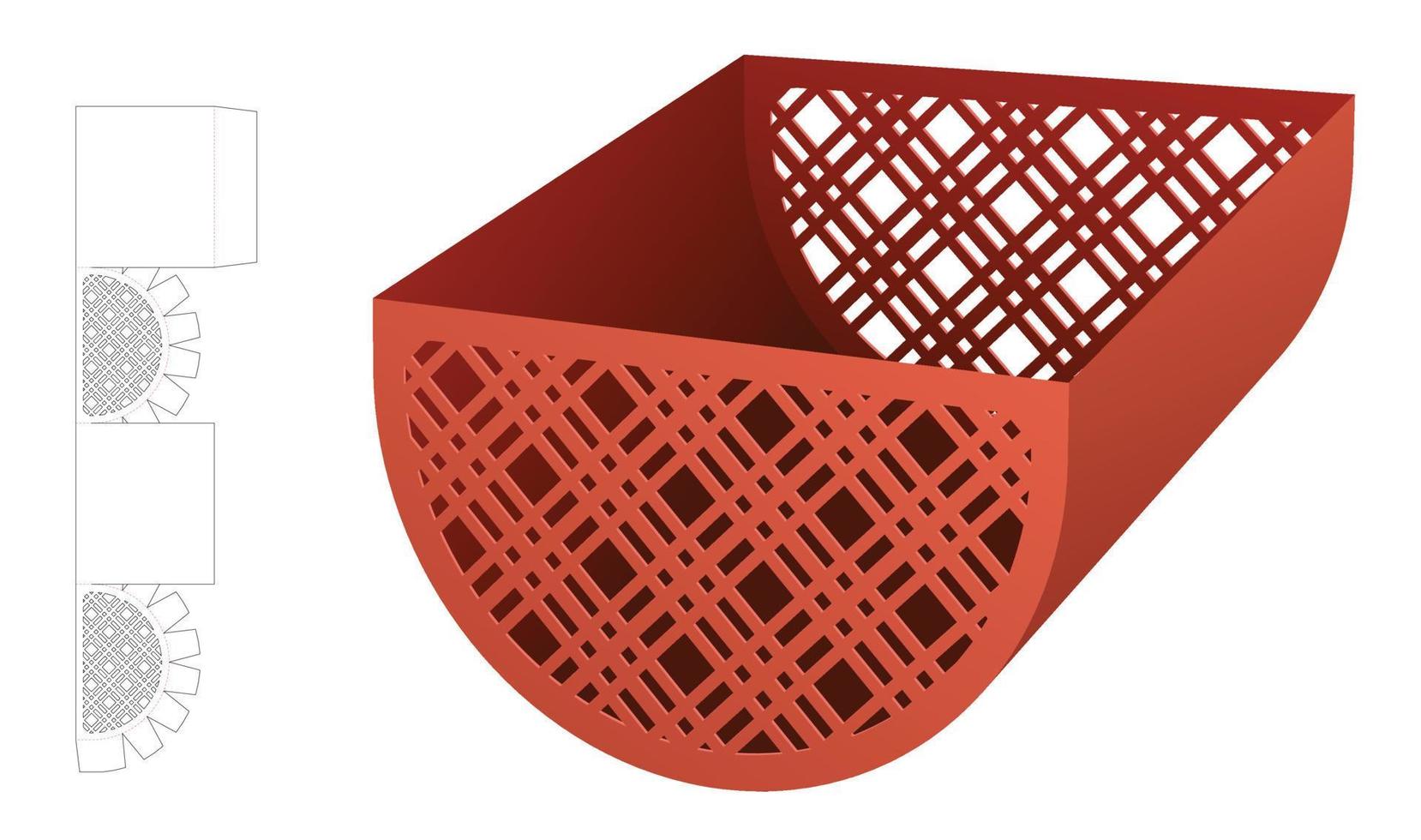 bol rond inférieur avec modèle de découpe à motif rayé au pochoir et maquette 3d vecteur