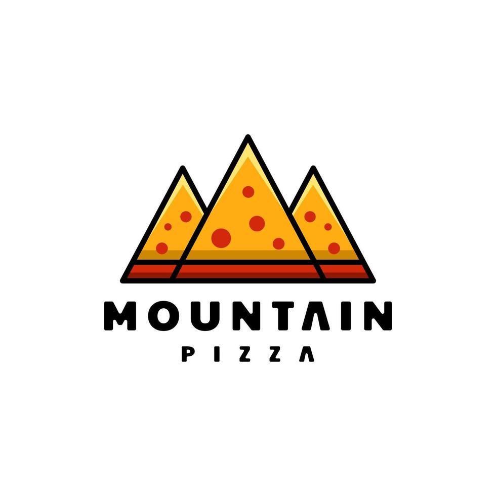 combinaisons de pizza et de montagne, en arrière-plan blanc, création de logo vectoriel modifiable