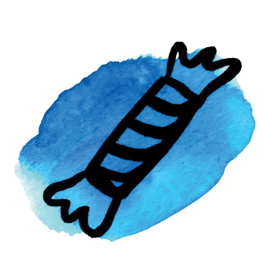 bonbons décoratifs de noël graphiques dessinés à la main avec tache aquarelle bleue vecteur