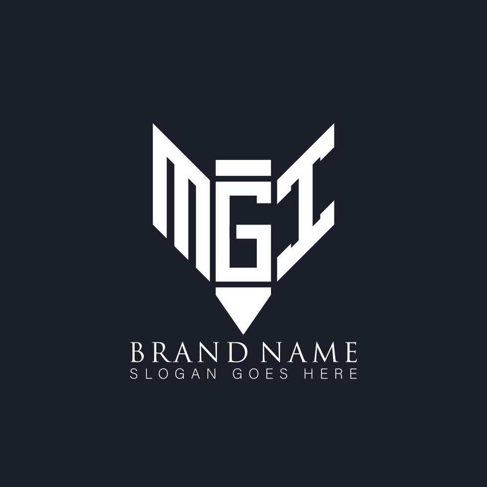 création de logo de lettre mgi sur fond noir. mgi creative monogram crayon livre initiales lettre logo concept. conception unique de logo vectoriel abstrait plat moderne mgi.