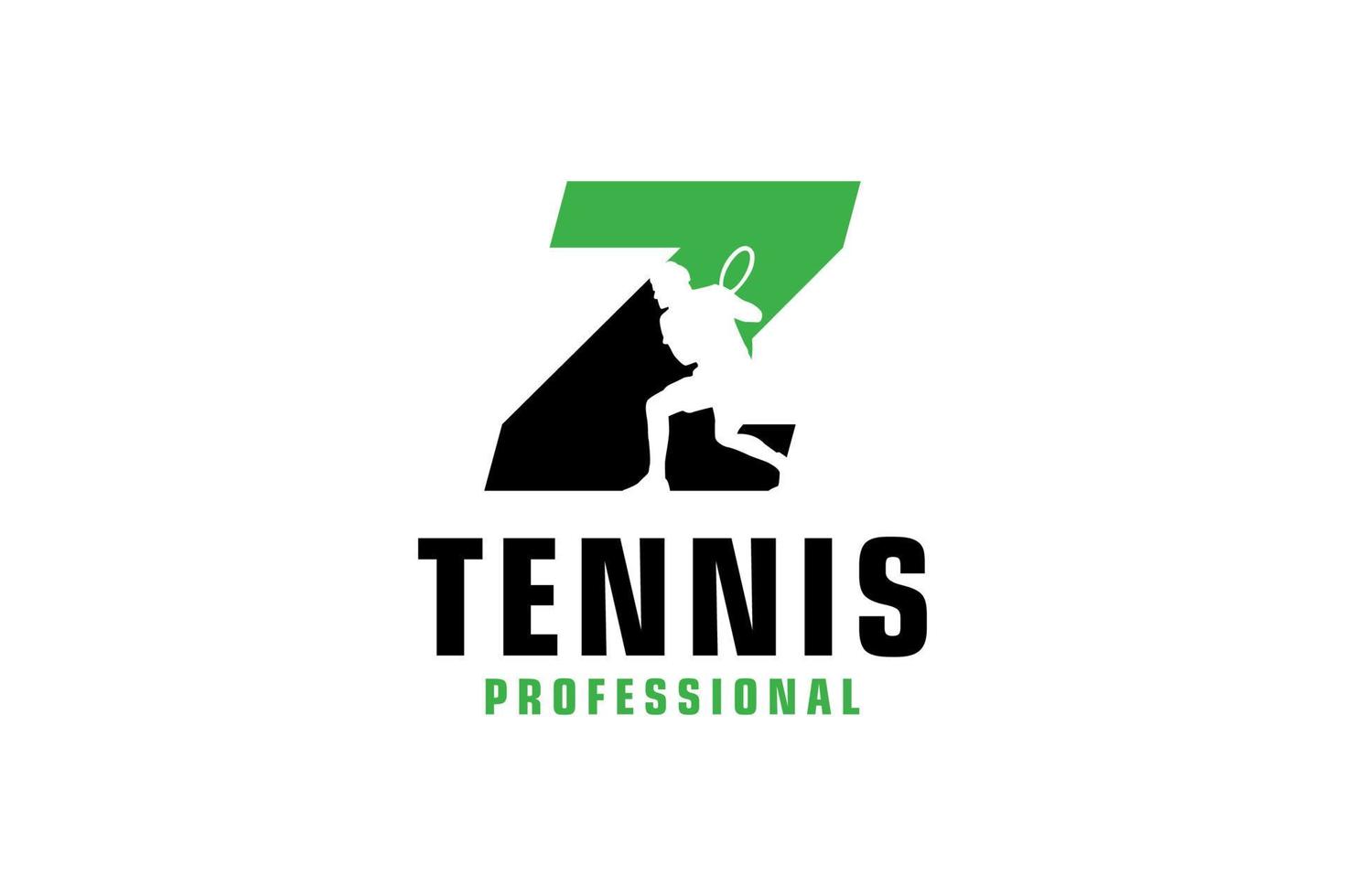 lettre z avec création de logo de silhouette de joueur de tennis. éléments de modèle de conception de vecteur pour l'équipe sportive ou l'identité d'entreprise.