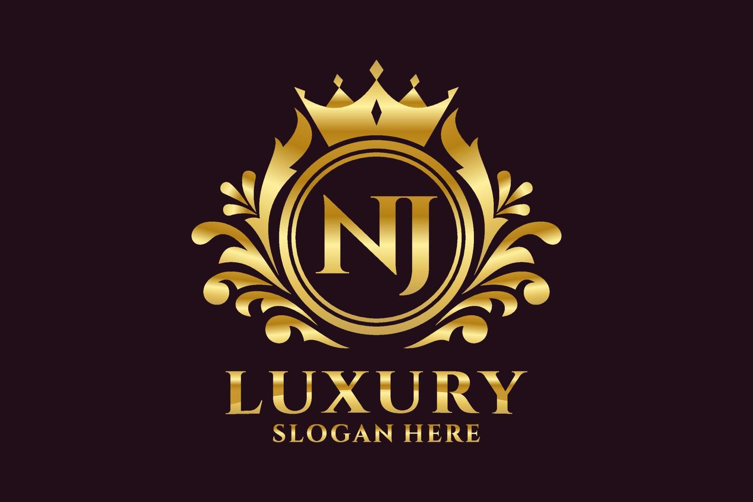 modèle initial de logo de luxe royal de lettre nj dans l'art vectoriel pour des projets de marque luxueux et d'autres illustrations vectorielles.