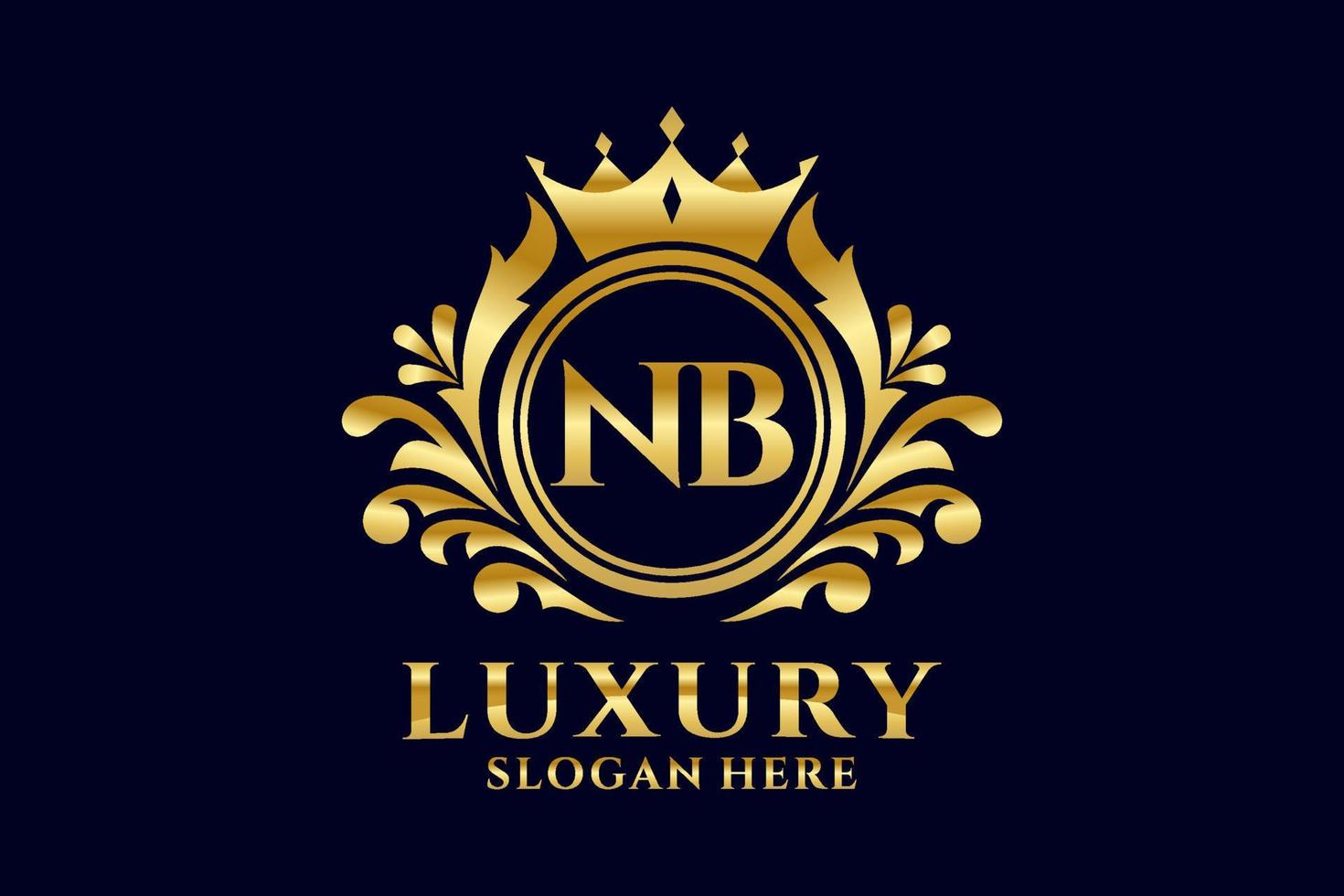 modèle de logo de luxe royal lettre initiale nb dans l'art vectoriel pour les projets de marque luxueux et autres illustrations vectorielles.