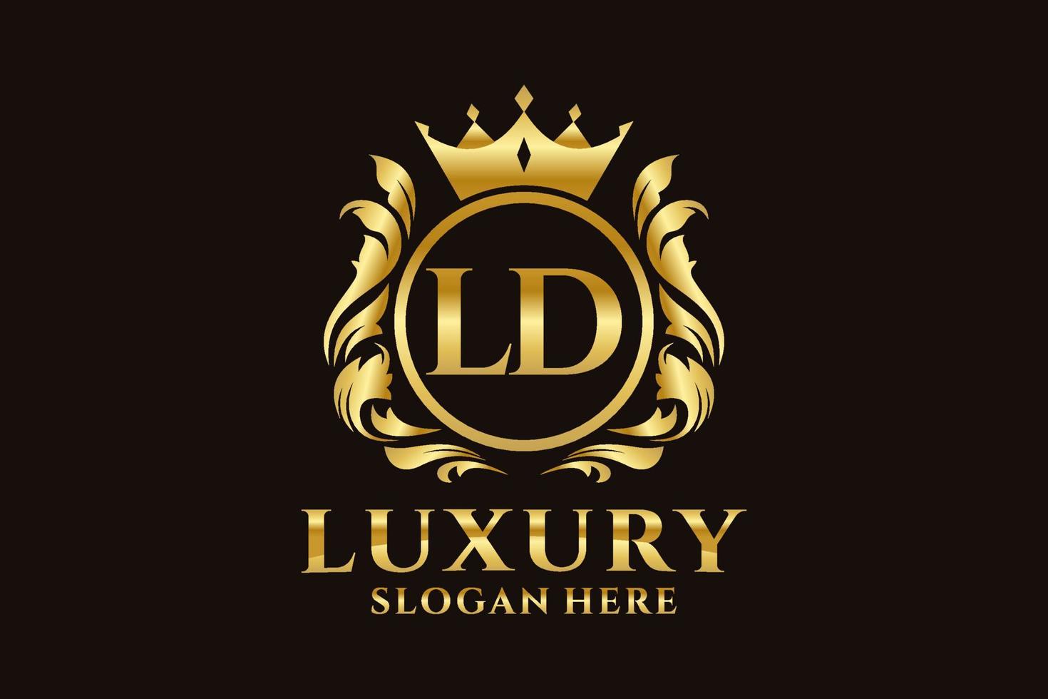 modèle initial de logo de luxe royal de lettre ld dans l'art vectoriel pour des projets de marque luxueux et d'autres illustrations vectorielles.