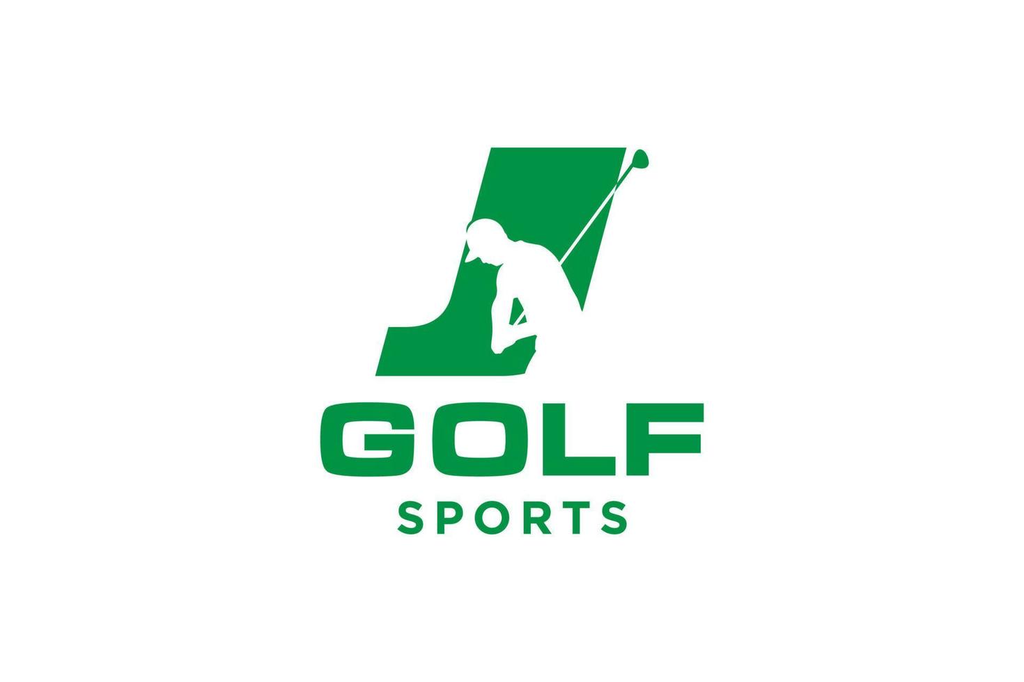 logo d'icône de lettre alphabet j pour modèle vectoriel de conception de logo de golf, étiquette vectorielle de golf, logo de championnat de golf, illustration, icône créative, concept de design