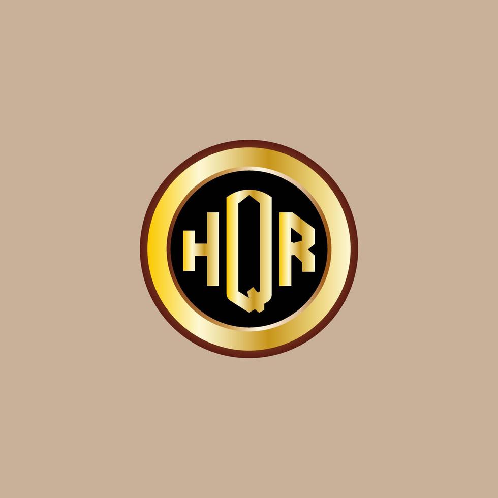création de logo de lettre hqr créative avec cercle doré vecteur