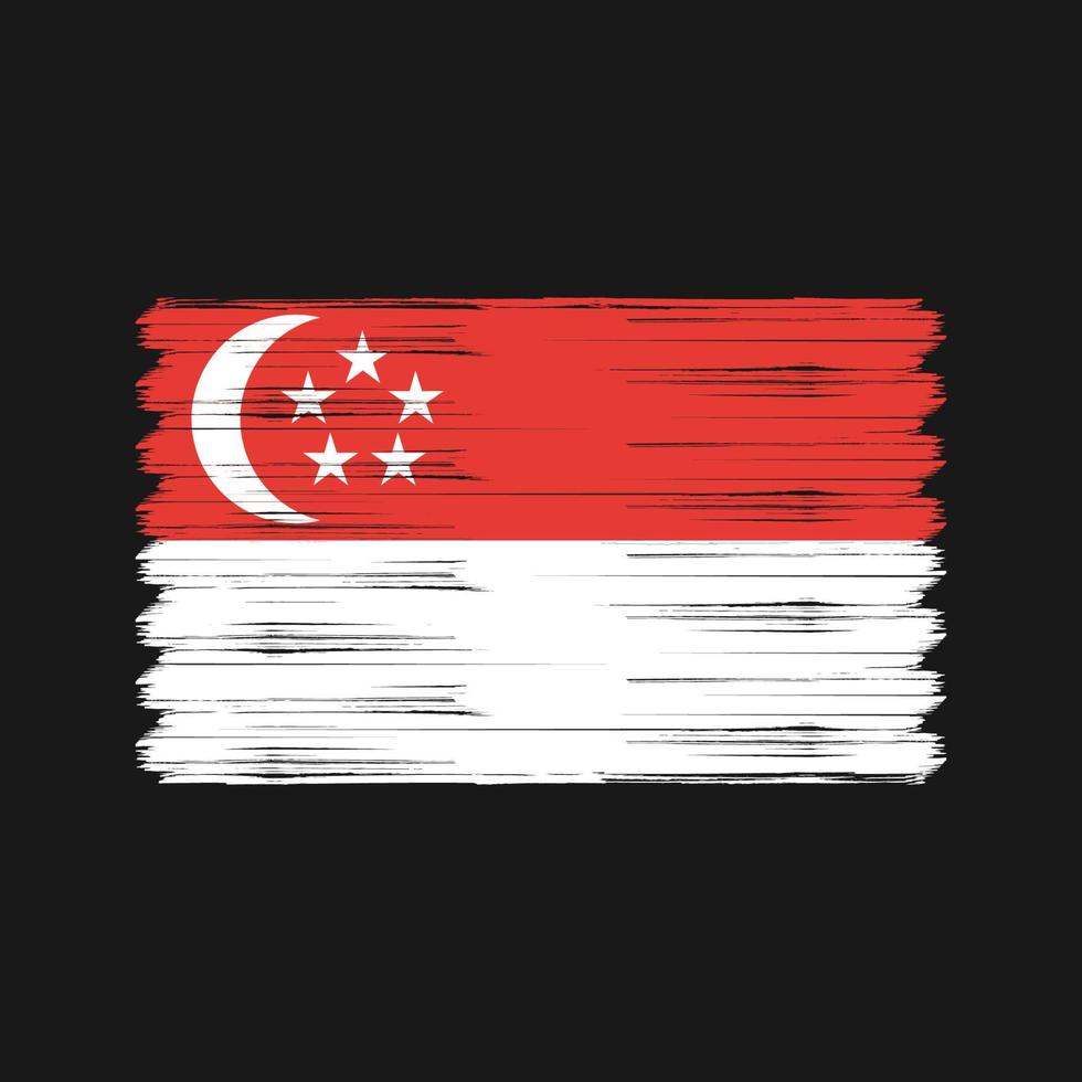 pinceau drapeau singapour. drapeau national vecteur