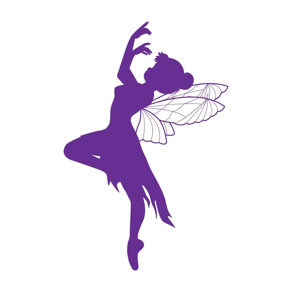 illustration de silhouette de fée mignonne vecteur