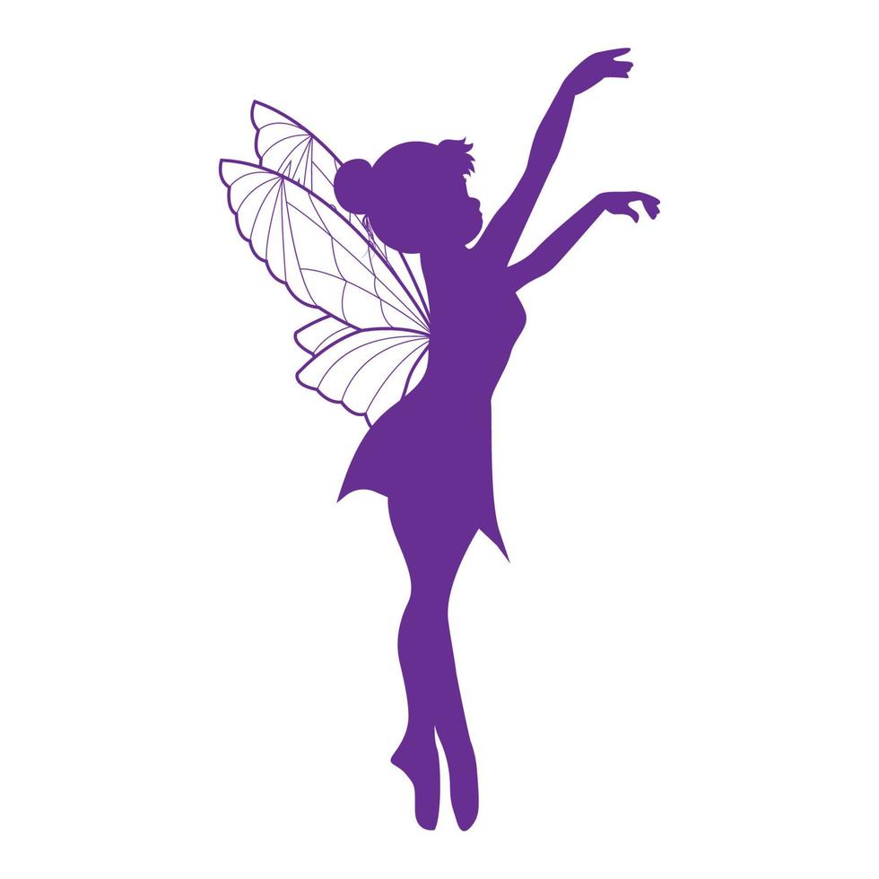 illustration de silhouette de fée mignonne vecteur