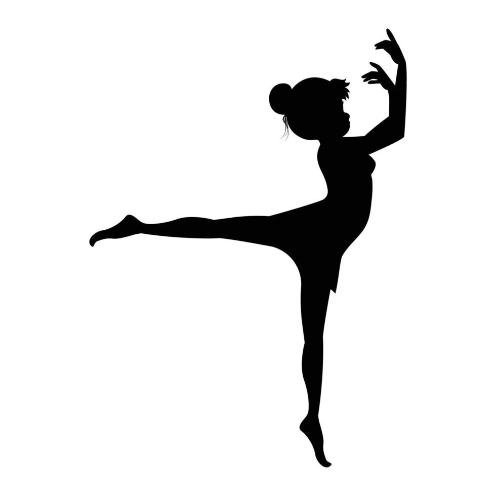 illustration de silhouette de ballerine jolie fille vecteur